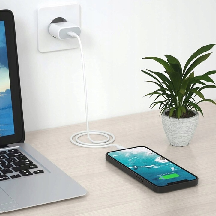 SZYBKA ŁADOWARKA DO IPHONE 11 12 13 14 KOSTKA 20W + KABEL 1M USB-C LIGHTING