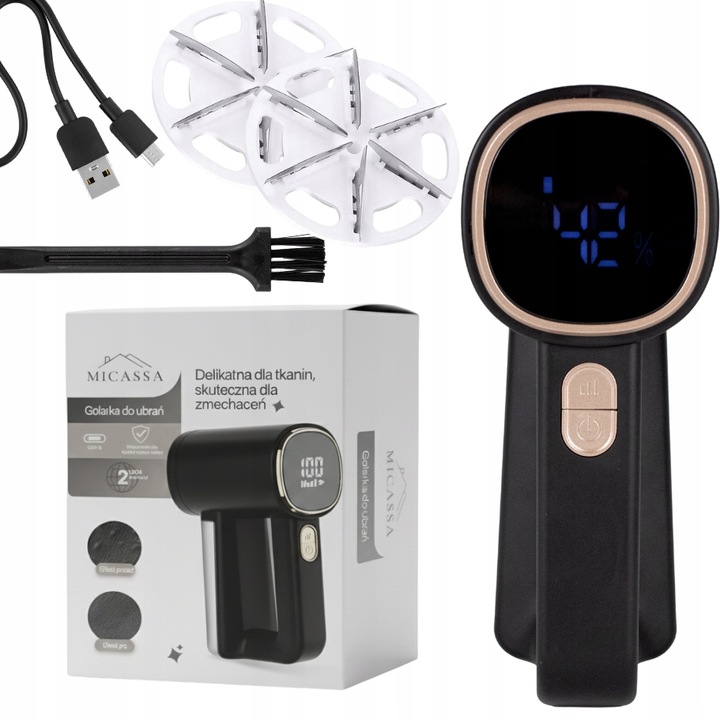 GOLARKA DO UBRAŃ AKUMULATOROWA + USB-C WSKAŹNIK BATERII 6 OSTRZY + 3