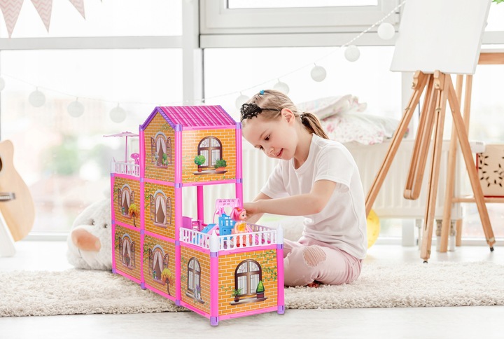 DOMEK DLA LALEK 2 LALKI MEBLE 129 ELEMENTÓW DUŻY
