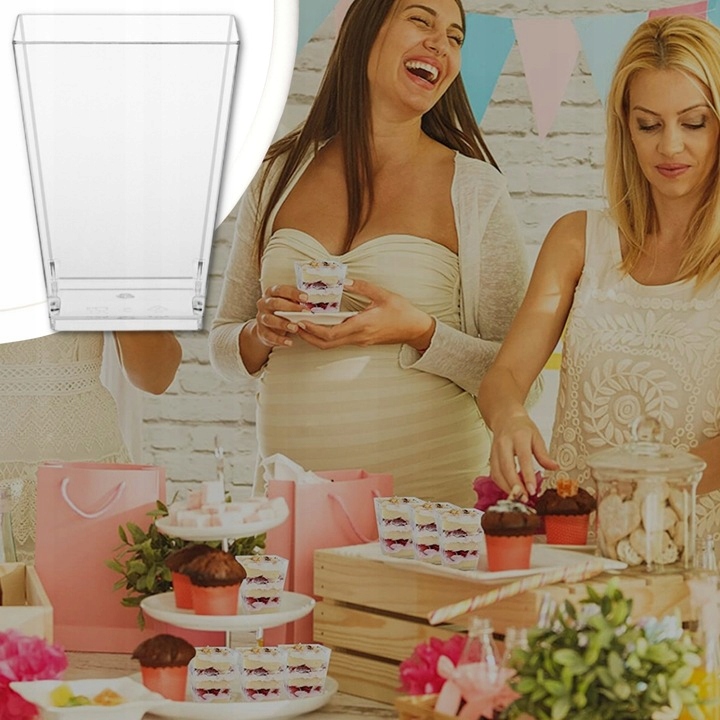 KUBEK PUCHARKI NA PRZEKĄSKI DESERY 200ML 50SZT POJEMNIK NA DESER KWADRATOWY