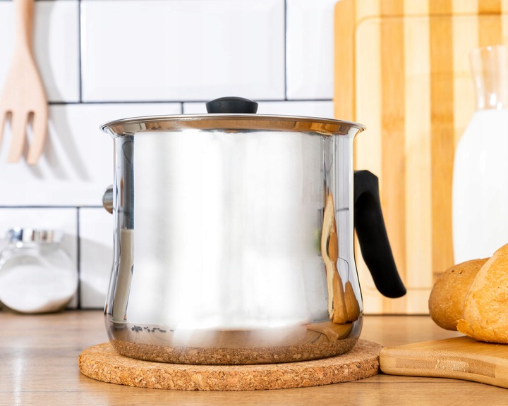 GARNEK DO MLEKA 2L Z GWIZDKIEM GAZ INDUKCJA STALOWY DO GOTOWANIA MLEKA HIT