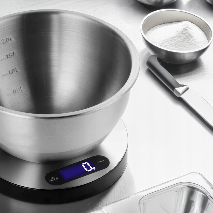 WAGA KUCHENNA ELEKTRONICZNA PRECYZYJNA Z MISĄ SREBRNA LCD 1G / 5KG