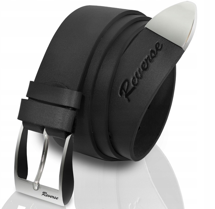 Szeroki skórzany pasek męski do jeansów REVERSE SKÓRA NATURALNA LICOWA 120