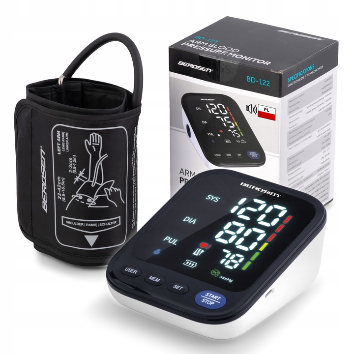 CIŚNIENIOMIERZ NARAMIENNY ELEKTRONICZNY MÓWI PO POLSKU RĘKAW 22-42