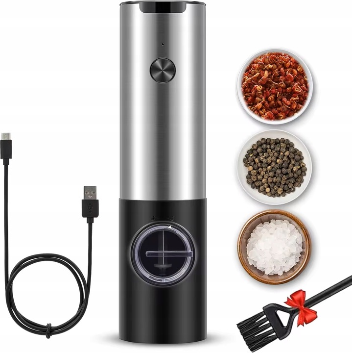 ELEKTRYCZNY MŁYNEK DO PIEPRZU SOLI PRZYPRAW AKUMULATOROWY ŁADOWANIE