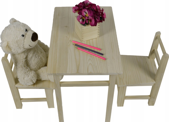 ZESTAW STÓŁ STOLIK BIURKO KRZESŁA KRZESEŁKA DLA DZIECI Z DREWNA DO POKOJU