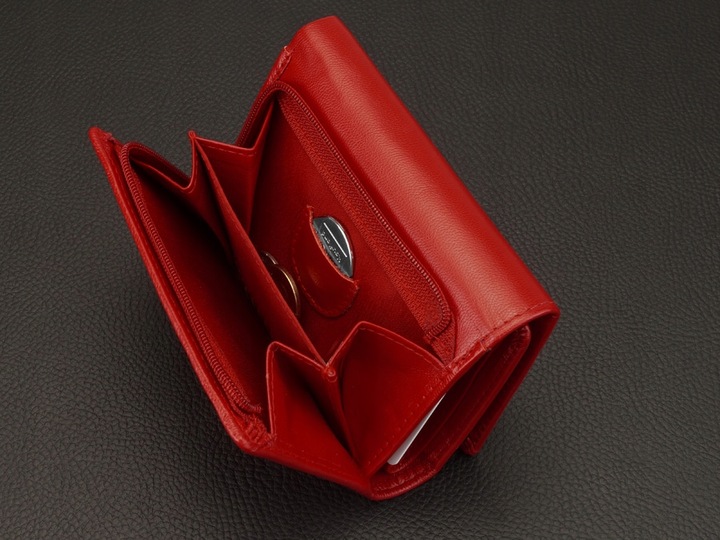 KOCHMANSKI portfel damski skórzany mały czerwony portmonetka zatrzask rfid