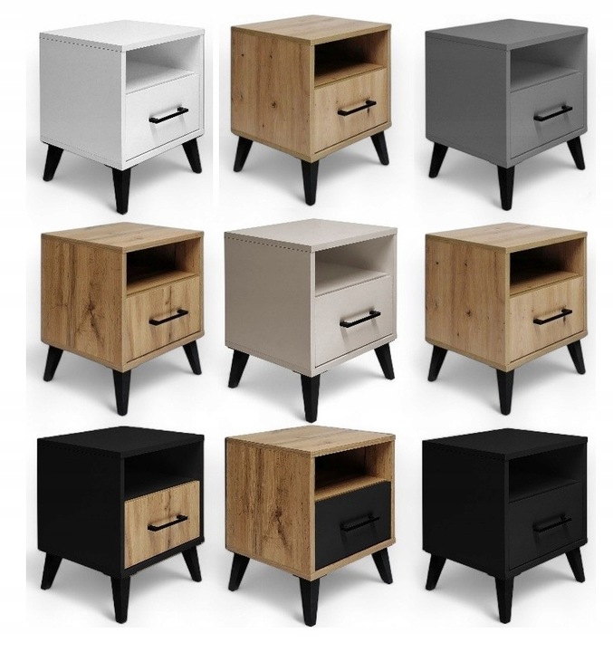 SZAFKA NOCNA KASZMIR BEŻOWY STOLIK NOCNY SZUFLADA LED Z PÓŁKĄ DO