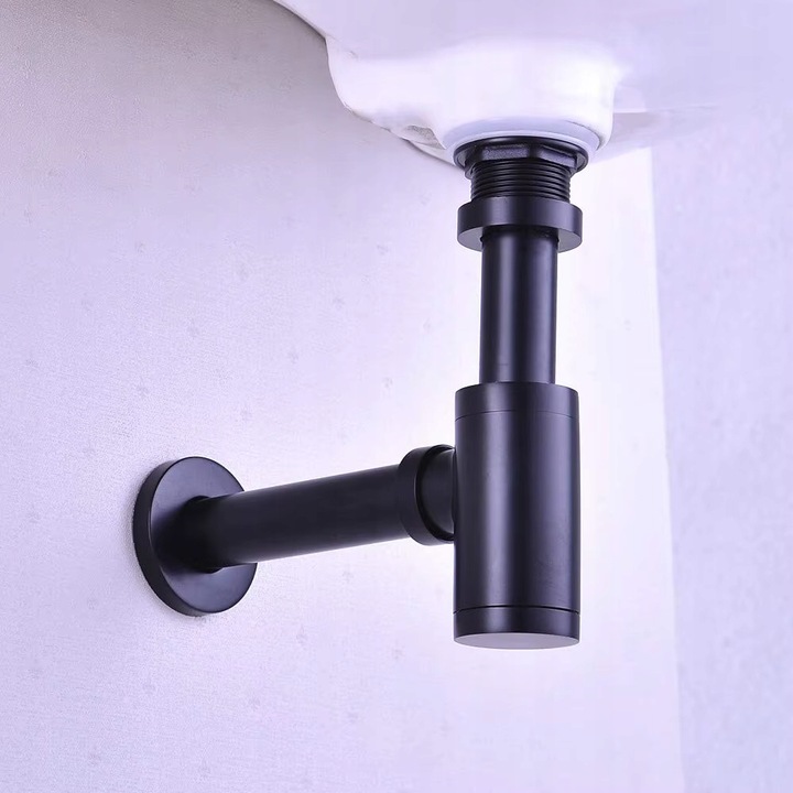ZESTAW: SYFON UMYWALKOWY DO UMYWALKI + KOREK KLIK-KLAK Z PRZELEWEM CZARNY