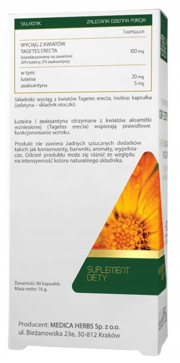 Luteina + Zeaksantyna 160kaps. Medica Herbs Oczy