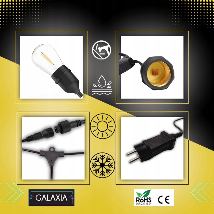 GIRLANDA ŚWIETLNA OGRODOWA 20m Żarówki 20 LED Zewnętrzna Lampki