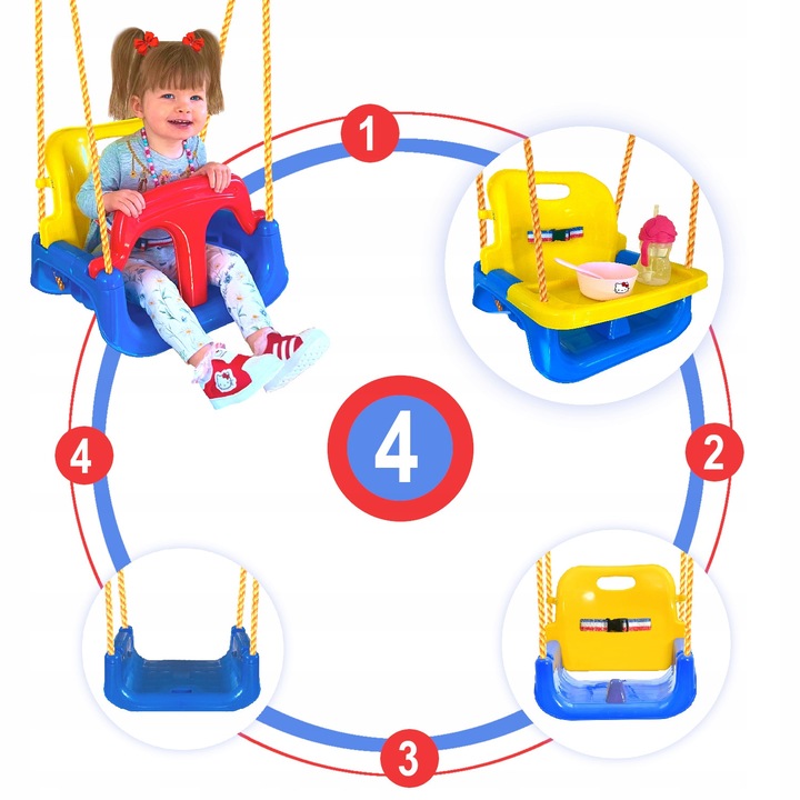 HUŚTAWKA DLA DZIECI OGRODOWA ZEWNĘTRZNA lub DOMOWA MODEL ZE STOLICZKIEM 4w1