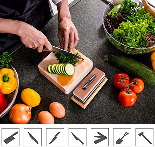 OSEŁKA DWUSTRONNA OSTRZENIE KAMIEŃ Wodny ZESTAW Ostrzałka do noży