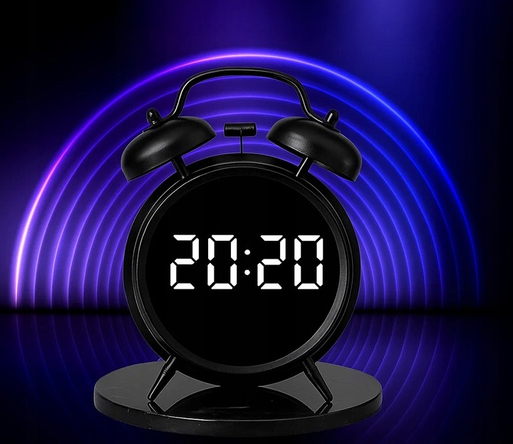 Zegar Budzik Alarm LED Cyfrowy Klasyczny Czarny Retro Tryb Nocny