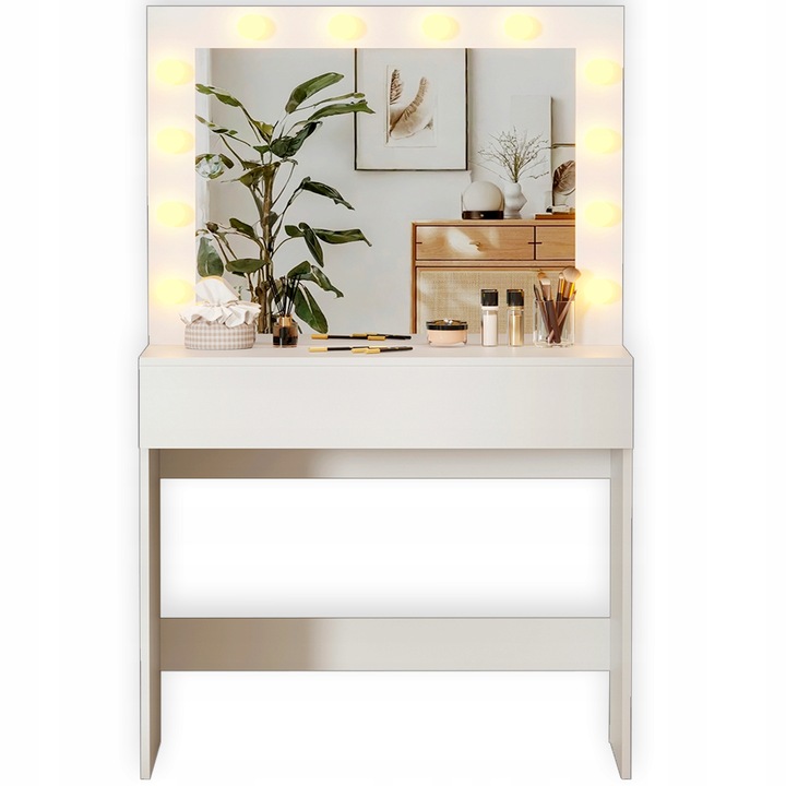 Toaletka kosmetyczna z oświetlniem LED z lustrem do makijażu +