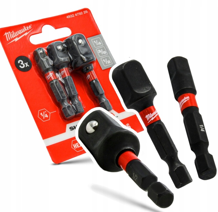 Milwaukee Zestaw 3szt Adapter Redukcje Uchwyt 1/4, 1/2, 3/8 4932479228