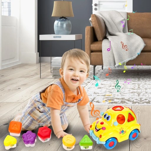 AUTO SORTER SAMOCHÓD Z KLOCKAMI NA BATERIĘ AUTKO WESOŁEK DLA DZIECI KLOCKI