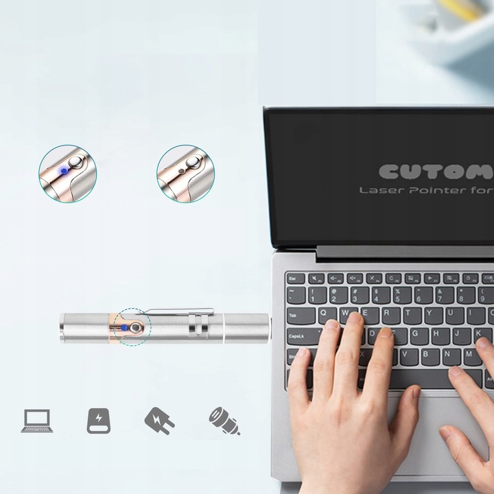 Wskaźnik laserowy dla kota USB 3w1 latarka UV