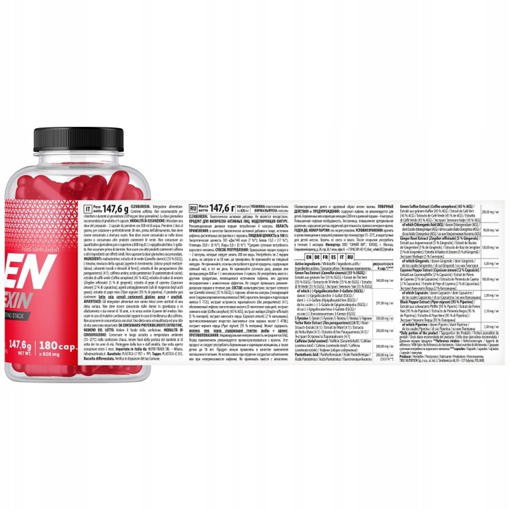 TREC CLENBUREXIN 180 KAPS SPALACZ TŁUSZCZU REDUKCJA MASY FAT BURNER