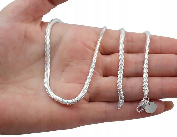 SREBRNY PEŁNY ŁAŃCUSZEK DAMSKI ŻMIJKA Z ZAWIESZKĄ PR. 925 + GRAWER GRATIS