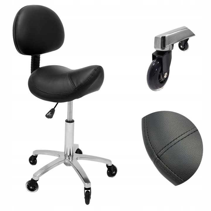 Taboret Krzesło Stołek Kosmetyczny Rodeo Oparciem Siodło Hoker Czarny