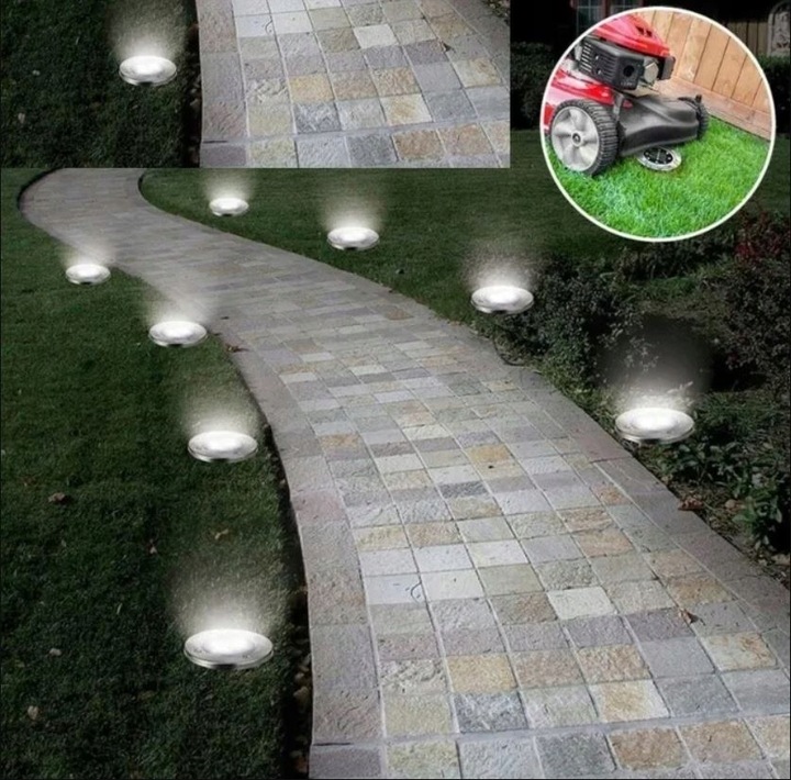 LAMPKI SOLARNE OGRODOWE GRUNTOWE ŚWIECĄCY DYSK x12