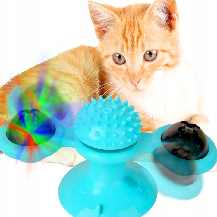 Gryzak z kocimiętką Interaktywna zabawka z przyssawką dla kota ŚWIECĄCA 360