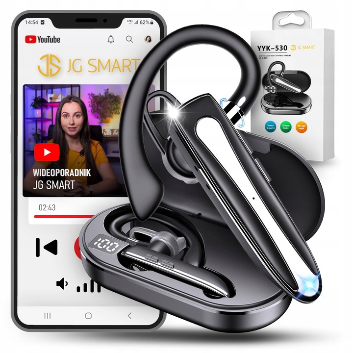 SŁUCHAWKA BLUETOOTH DO ROZMÓW BEZPRZEWODOWA DO UCHA DLA KIEROWCÓW ZESTAW