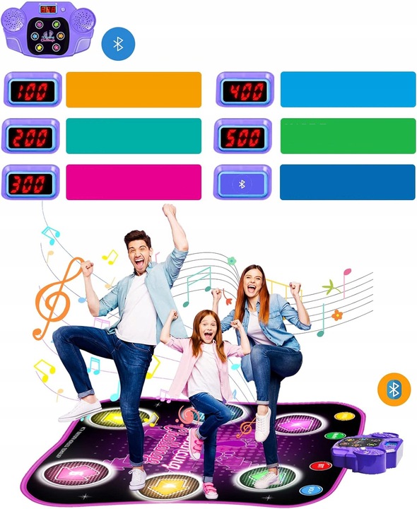 gra dla dzieci mata taneczna pianinko gra muzyczne wyzwanie 5 trybów 6 led