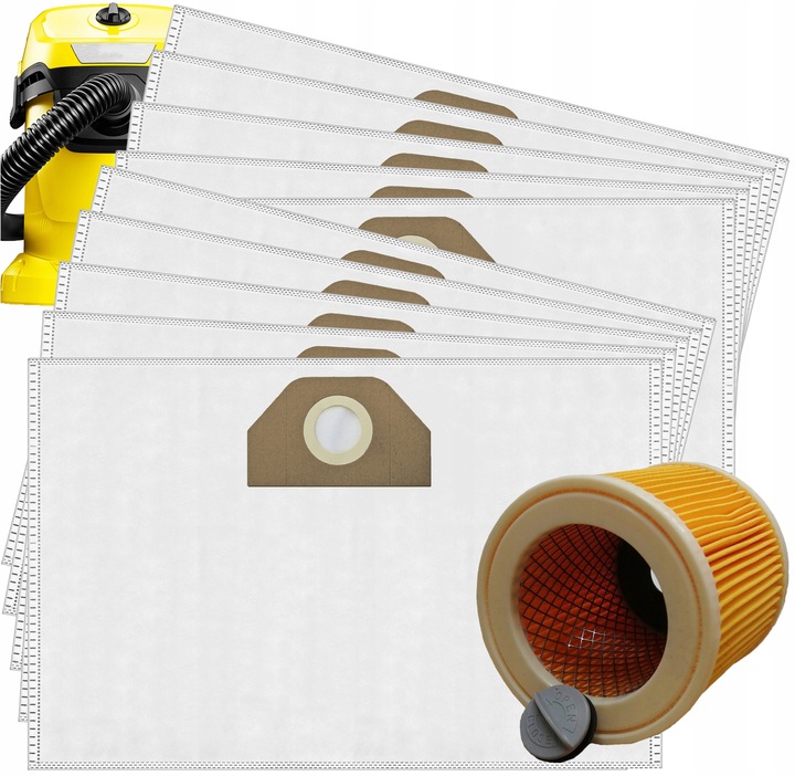 10x WORKI DO ODKURZACZA KARCHER WD3 SE4001 WD2 PLUS KWD3 V17 V15+FILTR