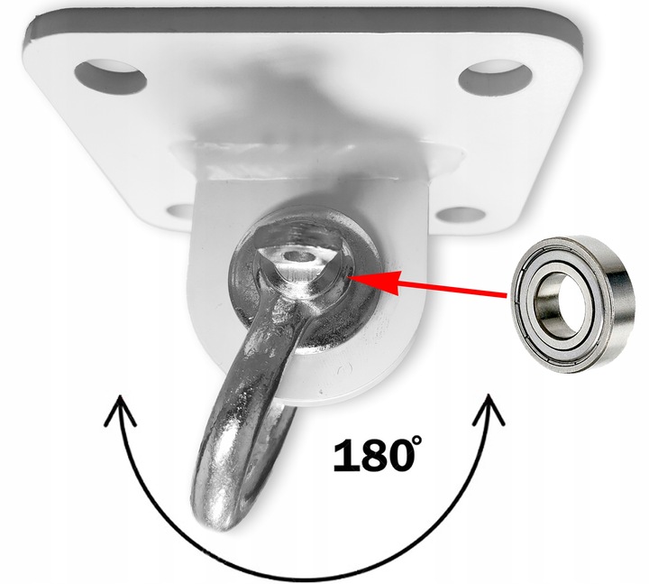 Uchwyt montażowy sufitowy z ŁOŻYSKIEM i szeklą sufitowe hak 180 Biały