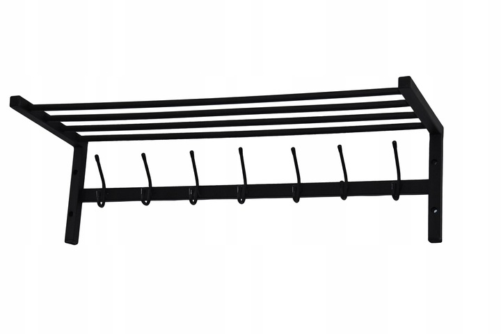 Wieszak wiszący na ubrania z półką 70 ścienny wyjątkowy, czarny