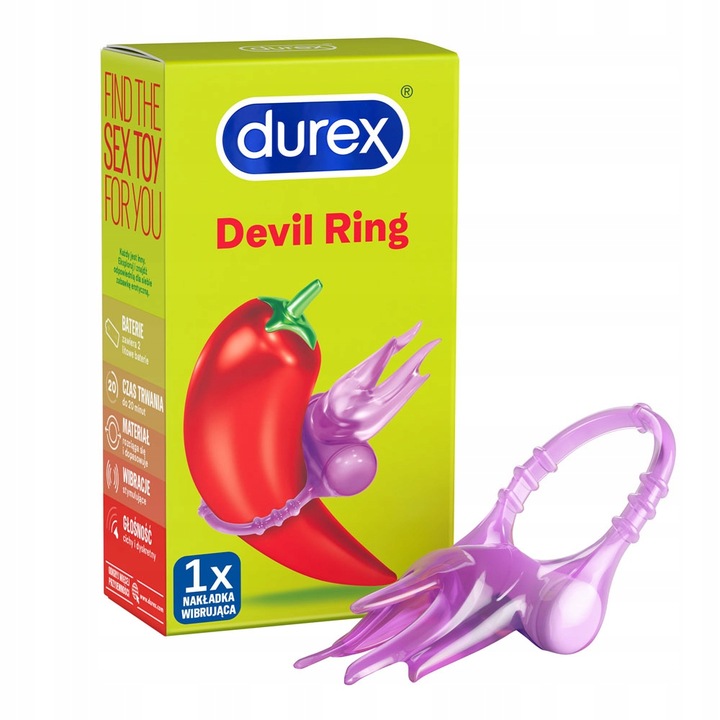 DUREX LITTLE DEVIL Stymulująca Nakładka Wibrująca na Penisa Dyskretna Cicha
