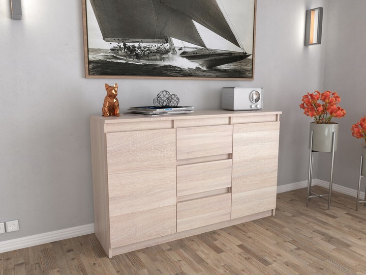 Komoda 120cm szafka z szufladami Sonoma Aga do salonu duza
