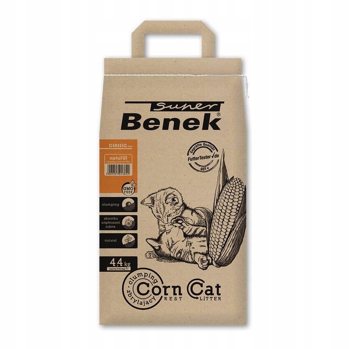 Żwirek kukurydziany dla kota Super Benek Corn Cat Naturalny 7l