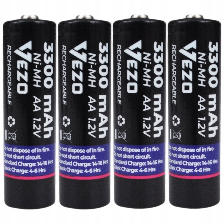 VEZO AKUMULATORKI AA 3300mAh R6 NiMH UNIWERSALNE DO ZABAWEK I PILOTÓW