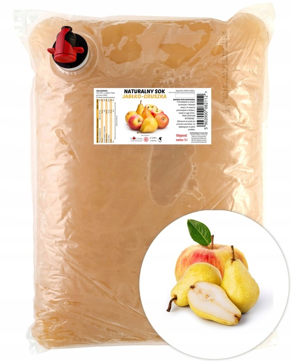 Sok JABŁKO GRUSZKA TŁOCZONY NATURALNY 100%NFC 5L