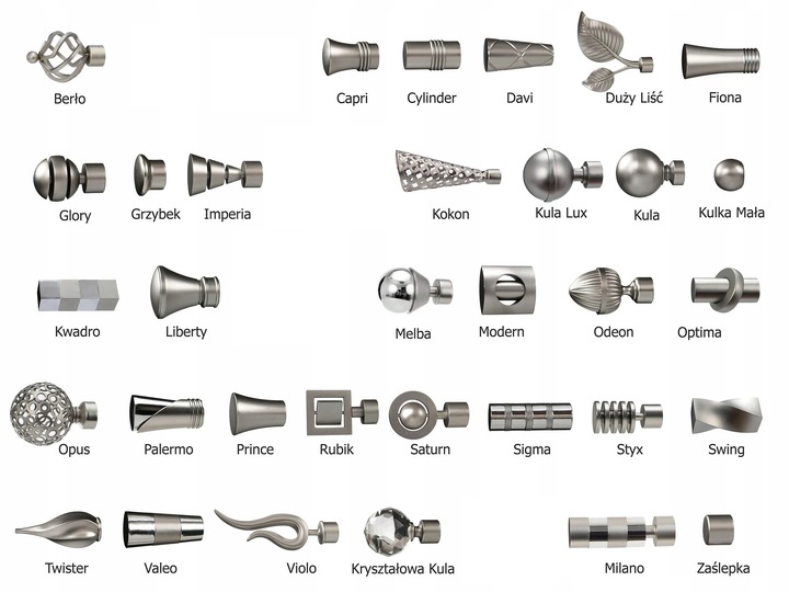 KARNISZ pojedynczy 19mm / 200 cm LUXURY CICHE KÓŁKA wzory 6 KOLORÓW