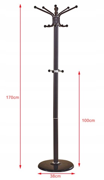 WIESZAK stojący STOJAK na ubrania STABILNY podłoga CZARNY
