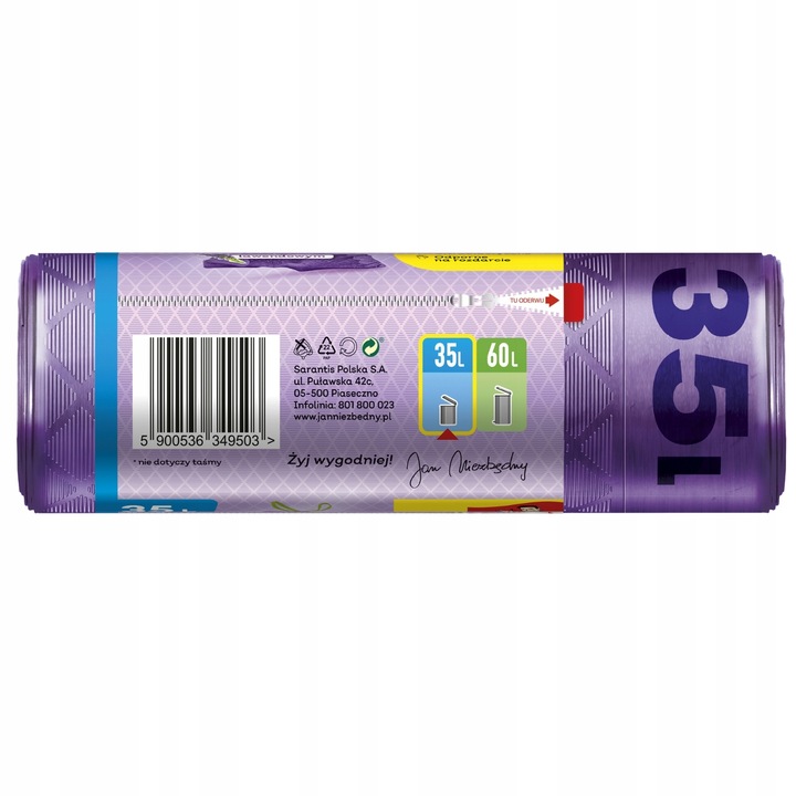 6X WORKI NA ŚMIECI Z TAŚMĄ 35L 6X12 SZT LAWENDOWE MAGNUM FLEX JAN
