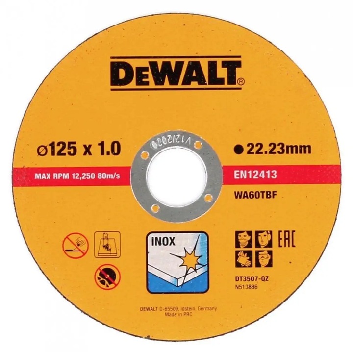 DEWALT TARCZA DO METALU INOX 125X1MM 10SZT DT3507