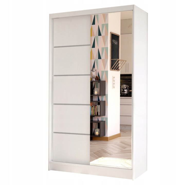 SZAFA PRZESUWNA DIEGO III z lustrem 100cm - pojemna GARDEROBA