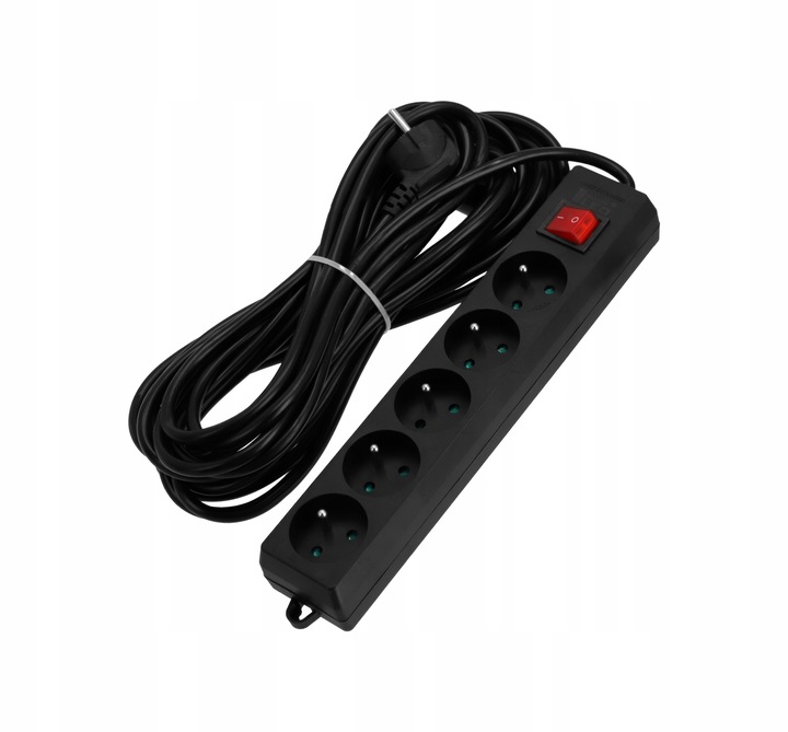 Przedłużacz Listwa Zasilająca 5 Gniazd 10 metrów 10M 2500W 3*1,5mm2 Włączni