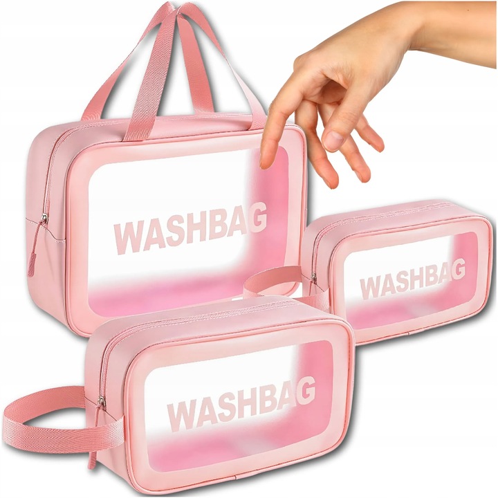 3x KOSMETYCZKA ZESTAW PODRÓŻNA TURYSTYCZNA PZEZROCZYSTA NA ZAMEK