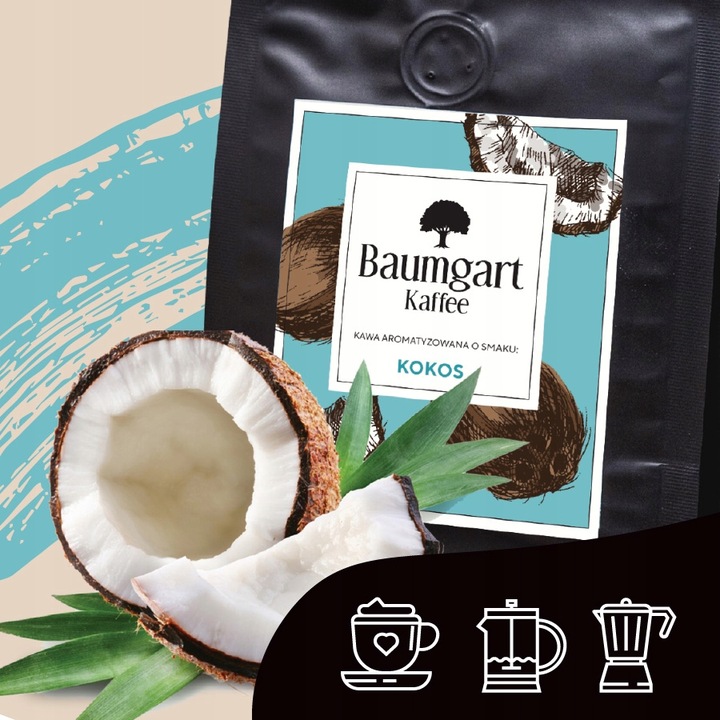 Kawa Smakowa MIELONA KOKOSOWA 200g 100% Arabica Świeżo Palona Baumgart