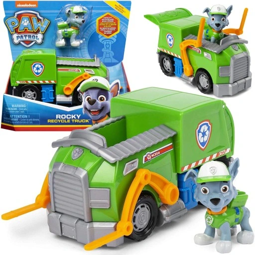 PSI PATROL FIGURKA ROCKY + POJAZD ŚMIECIARKA