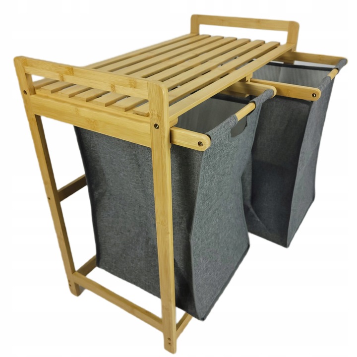 KOSZ na pranie BAMBUSOWY 2-komorowy EKO bielizna ŁAZIENKA worki