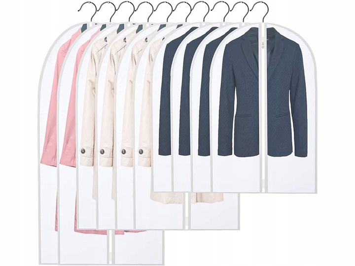 Pokrowce na ubrania transparent 3 rozmiary 10szt