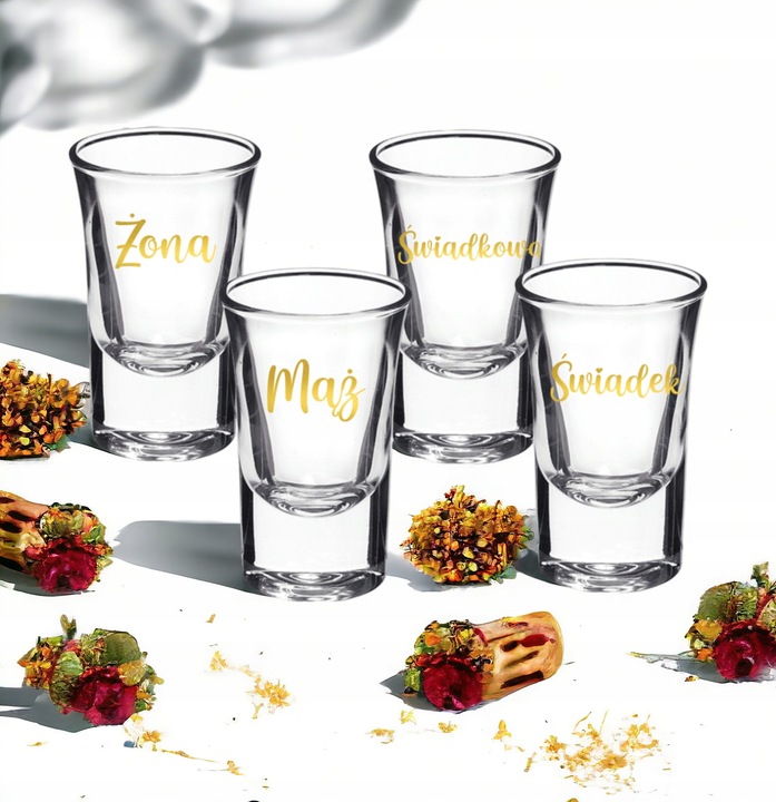 Kieliszki oszukane 15ml GRUBE DNO Mąż Żona Świadkowa Świadek wesele NALEWAK