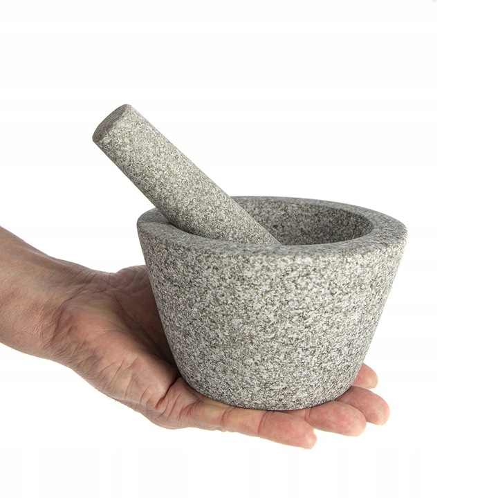 MOŹDZIERZ kamienny GRANITOWY z tłuczkiem kuchenny do przypraw